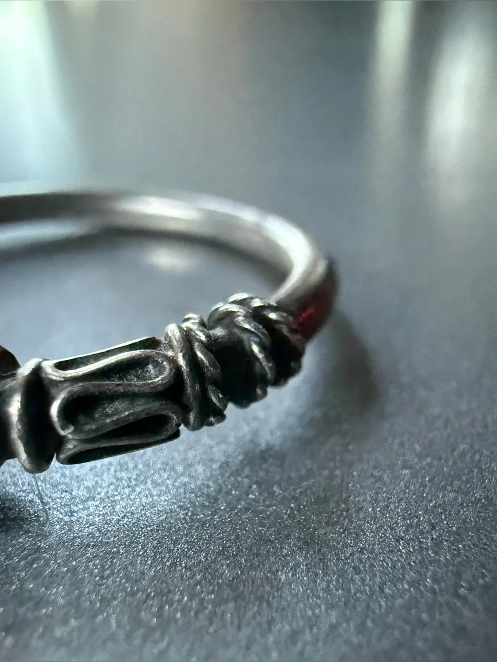 Vintage 925 Sterling Silver Garnet Cabochon Ring Size 9